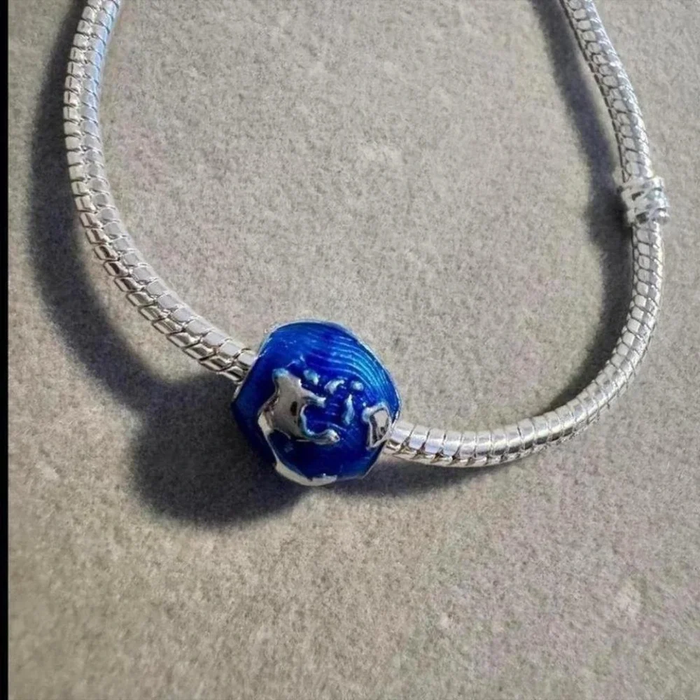 Travel Blue Earth World Globe Bead Charm fits PANDORA